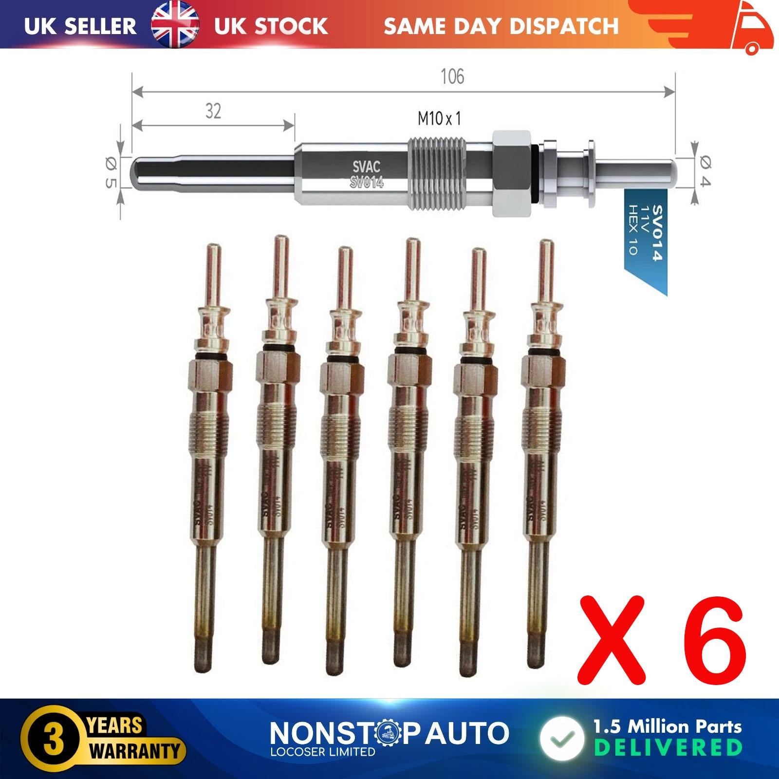 6X Glow Plugs For MG ZT ZT-T 2.0 CDTi 12232248059