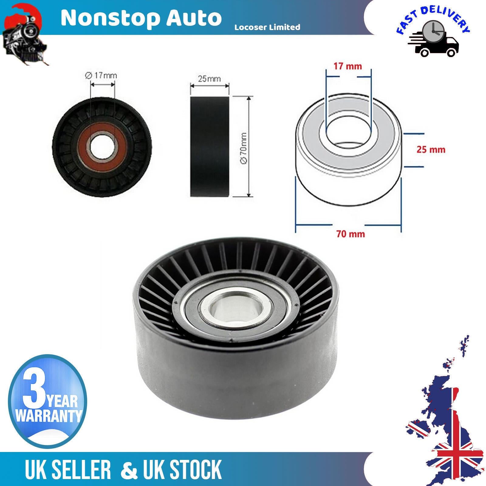 Fan Belt Tensioner Pulley - V - Ribbed Belt Idler For LANCIA Zeta 9622234180