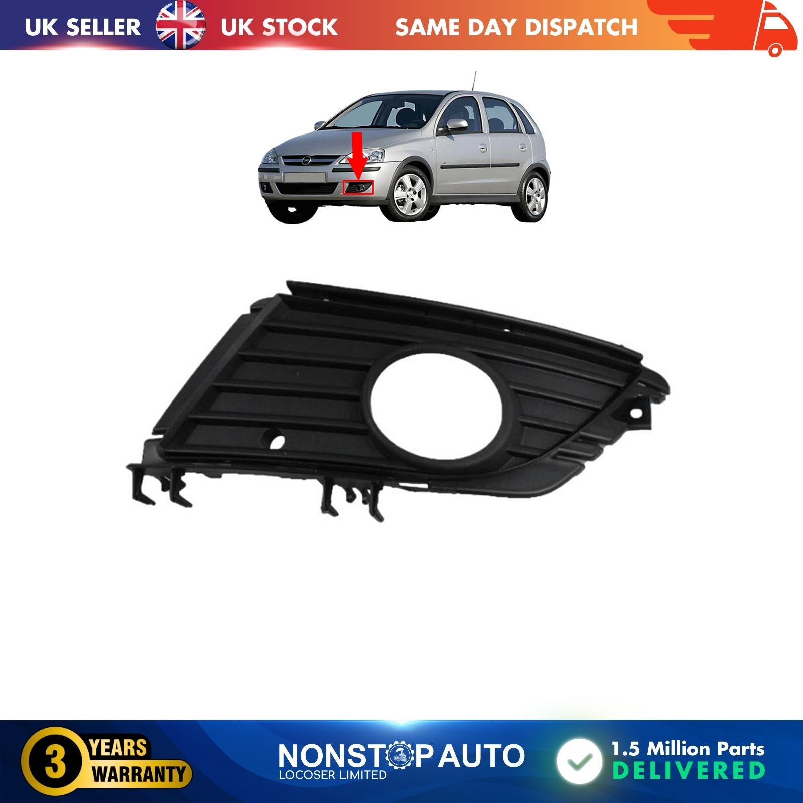 Front Bumper Grill Fog Light Panel Strip Left Side FOR Vauxhall Combo 1400299