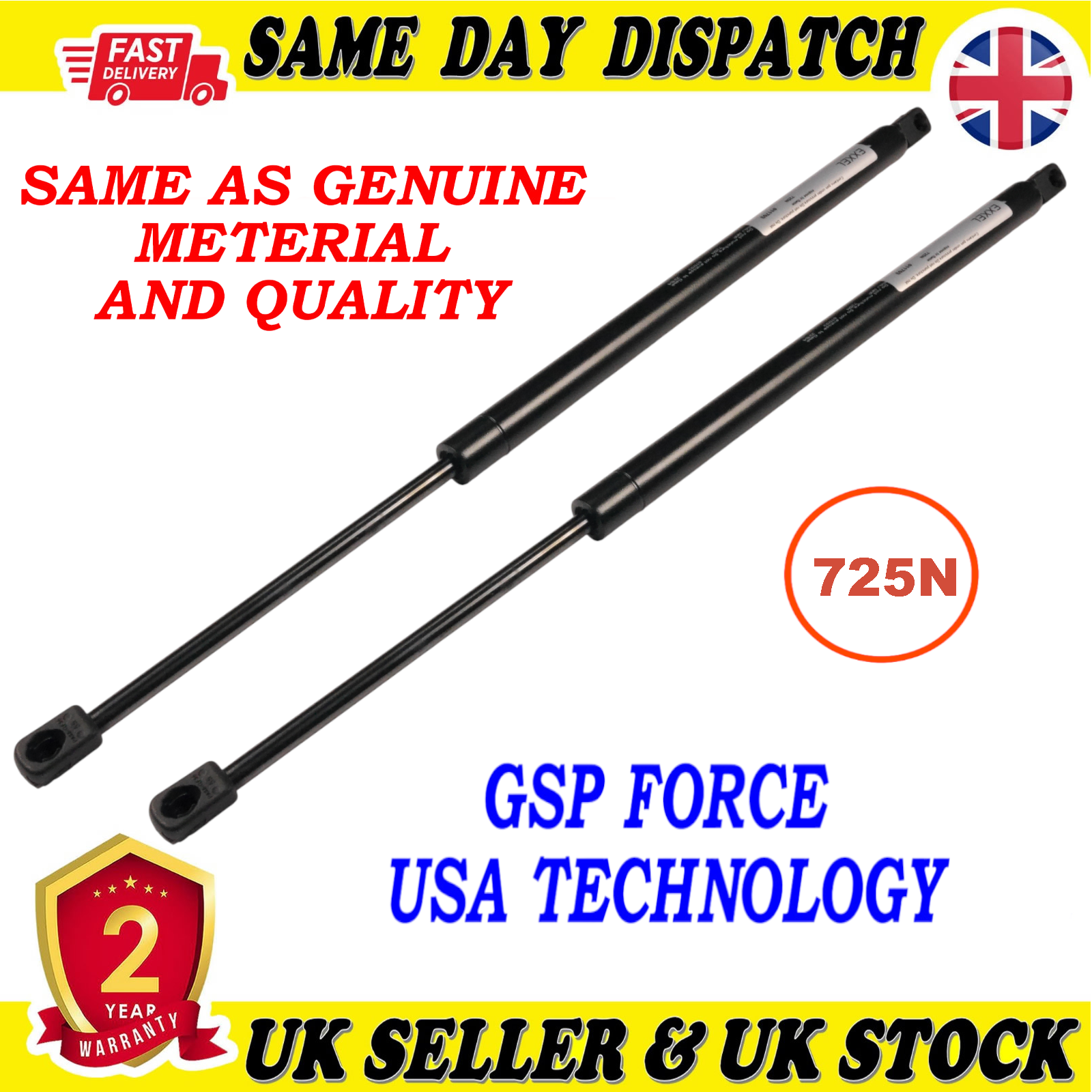 2X TAILGATE BOOT GAS STRUTS 725 Newton FOR MERCEDES 1647400145