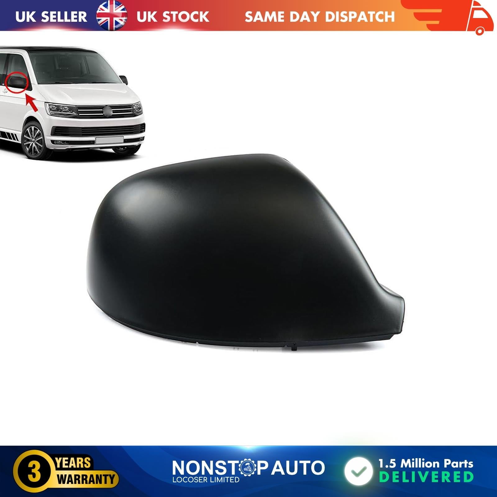 DOOR WING MIRROR COVER BLACK RIGHT SIDE For VW Multivan T5 T6 Transporter T5 T6  7E1857528