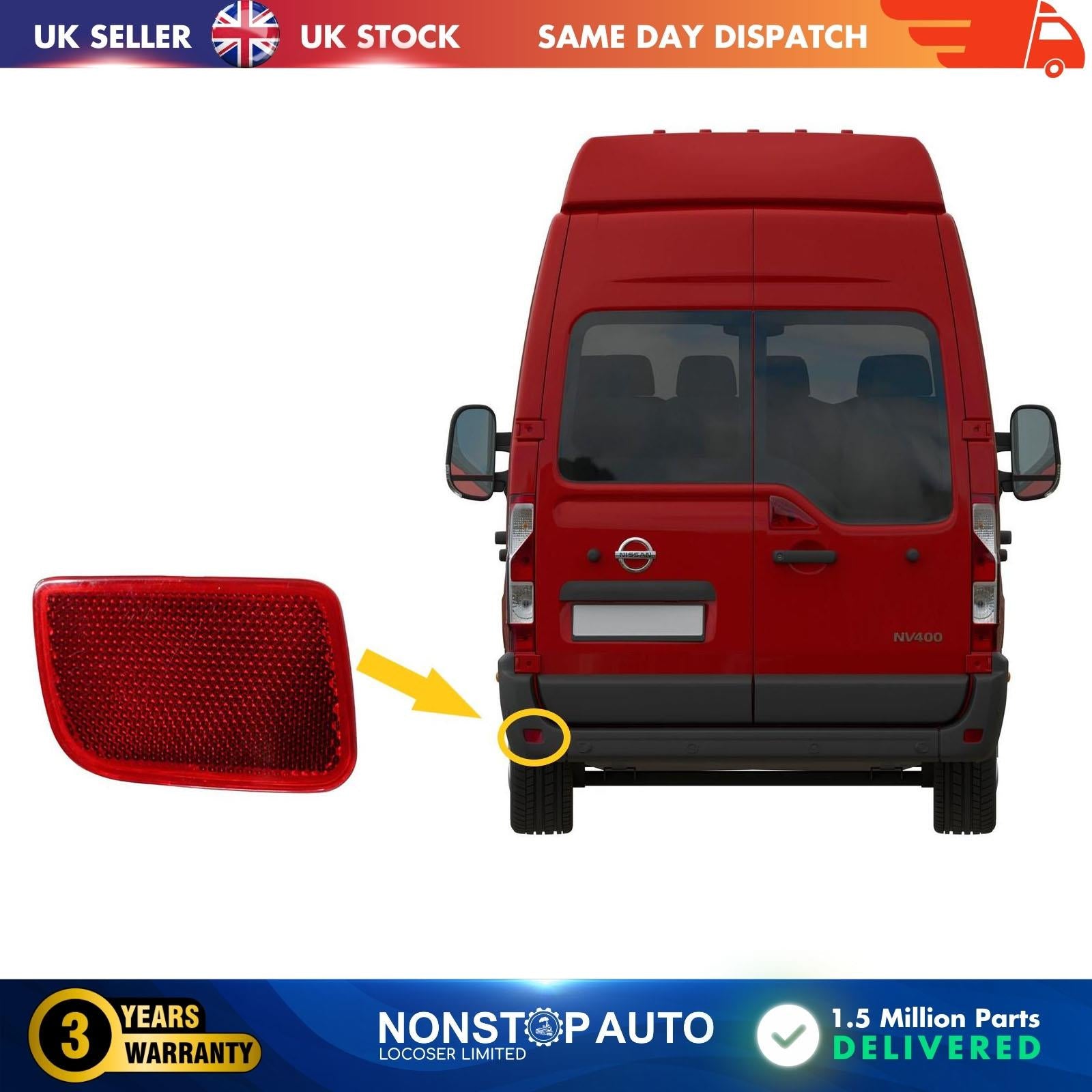 Rear bumper reflector Left Side For NISSAN NV400 8200152642