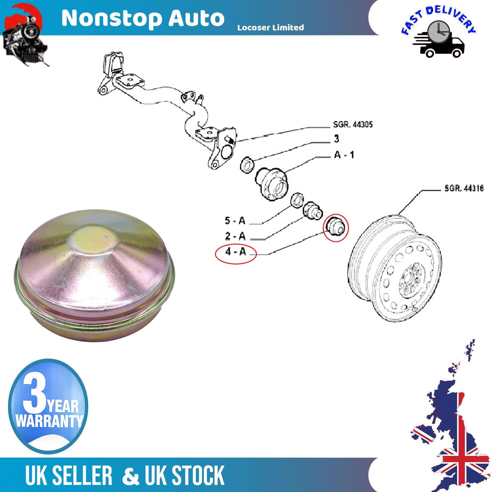 Rear Axle Wheel Hub Cup 52mm For FIAT 500 Barchetta Brava Bravo Punto 7688978