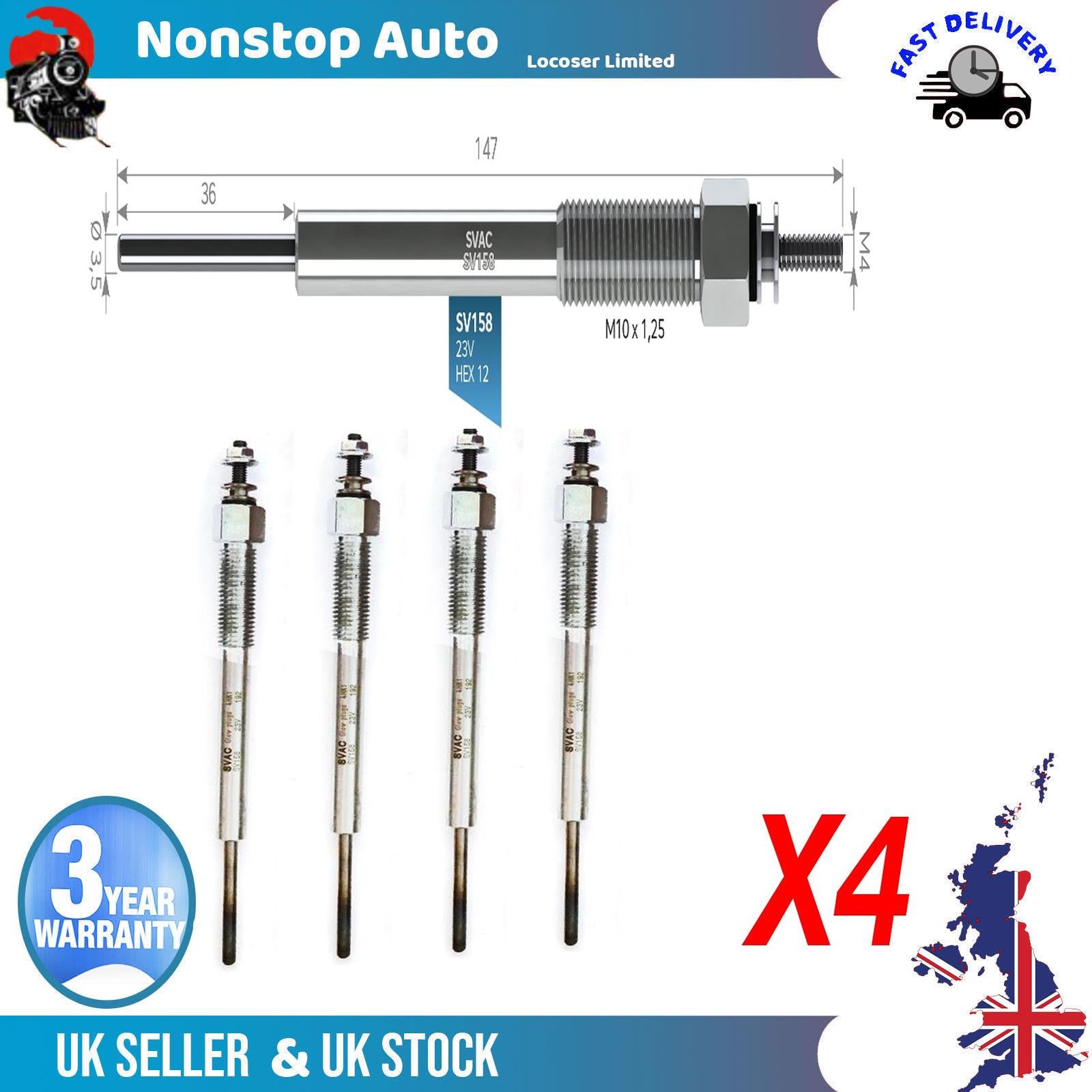 4X Glow Plugs For ISUZU Elf 5.2 Di 8943907774
