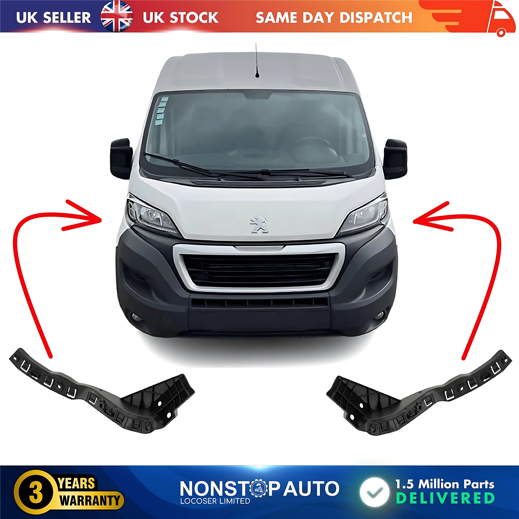 2X Front Bumper Bracket Holder Small L and R For PEUGEOT Boxer 2014 on
