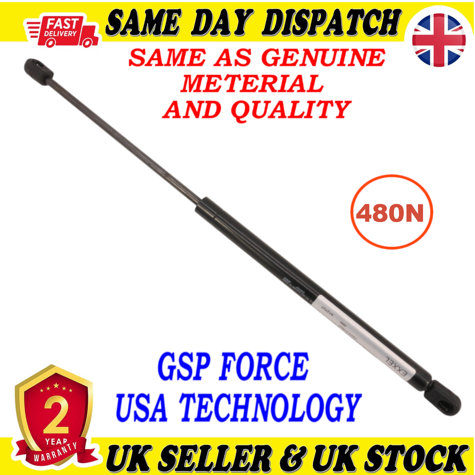 TAILGATE BOOT GAS STRUTS 480 Newton FOR SKODA OCTAVIA II 1Z9827550