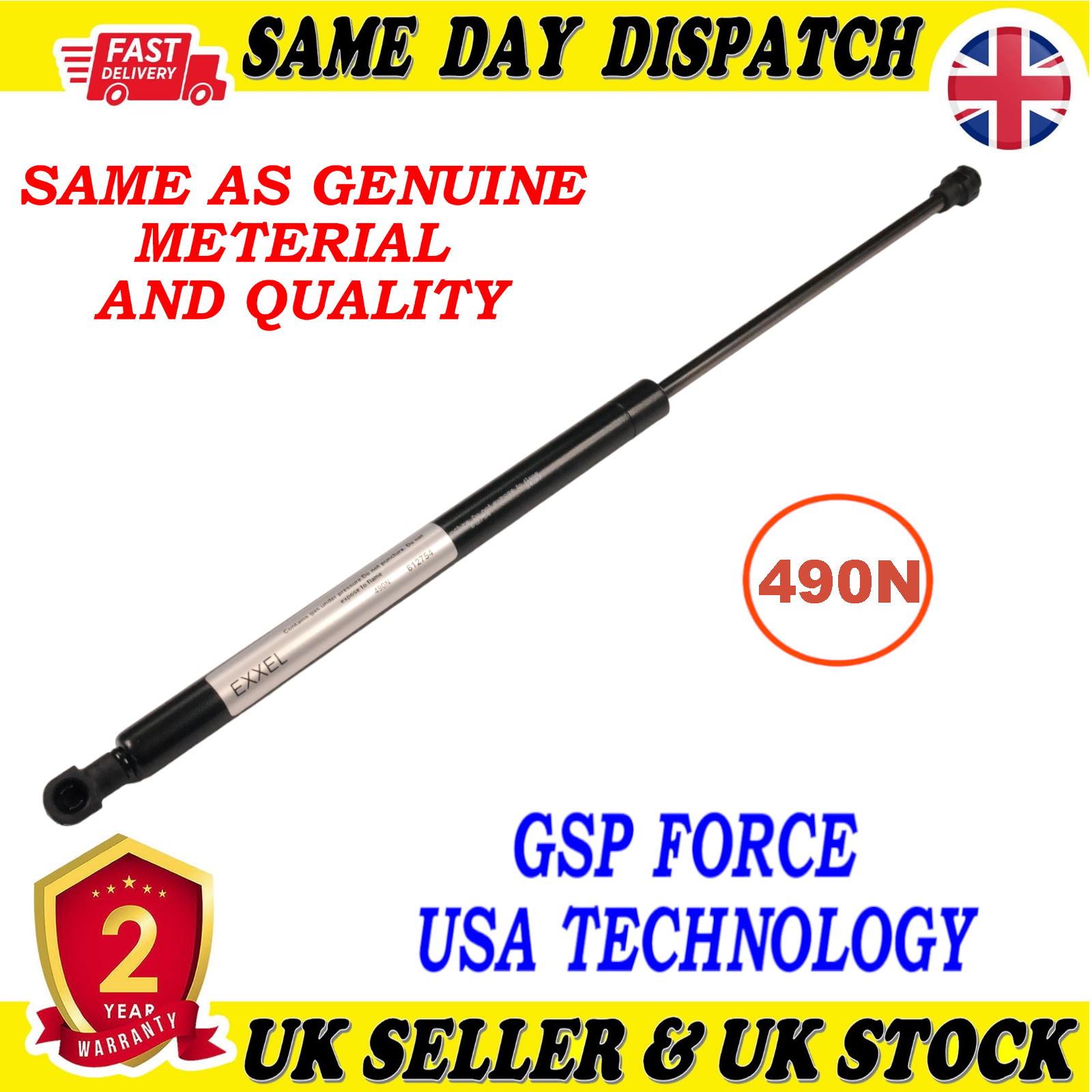 TAILGATE BOOT GAS STRUTS 490 Newton FOR AUDI A3 8P3827552A