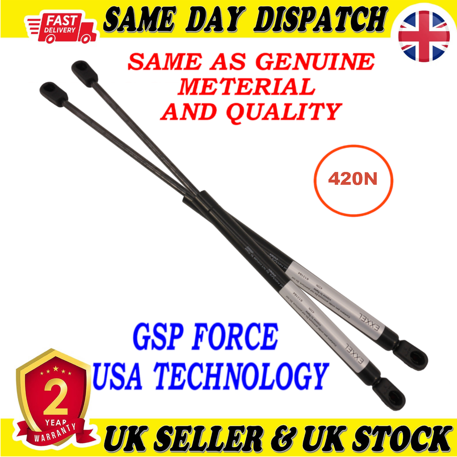 2X TAILGATE BOOT GAS STRUTS 420 Newton FOR CITROEN C3 904505FA1A