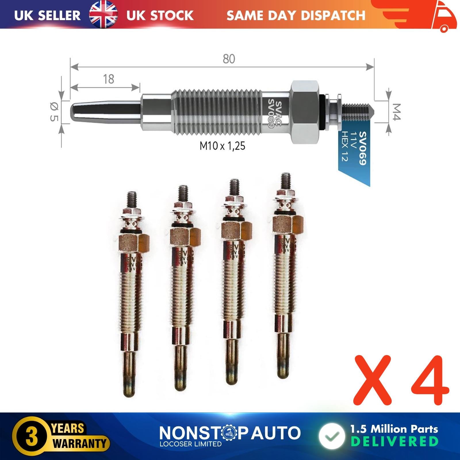 4X Glow Plugs For KIA K2500 Pregio 3671042510