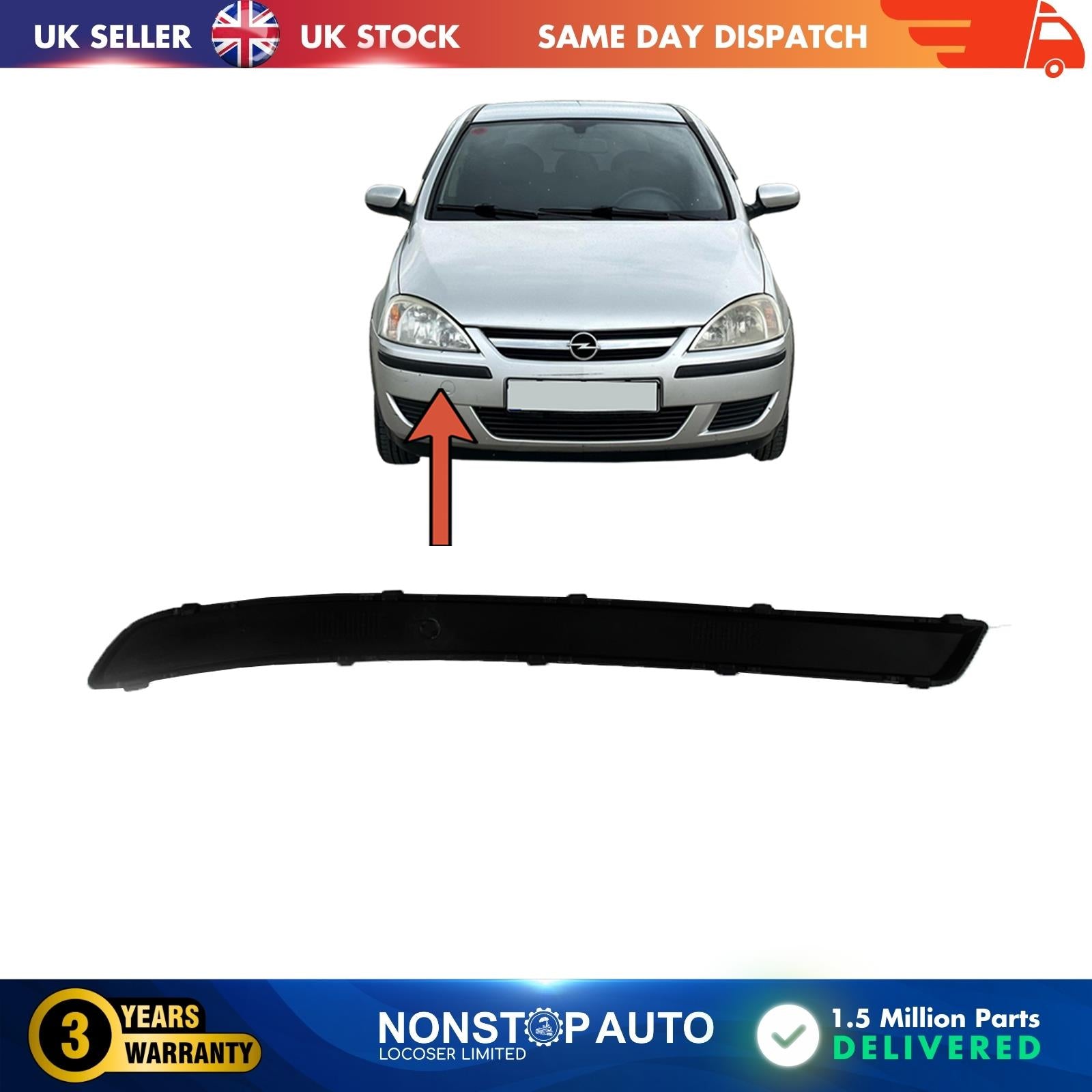 Front Bumper moulding Panel Strap Right For Vauxhall Corsa C Combo C 1400724