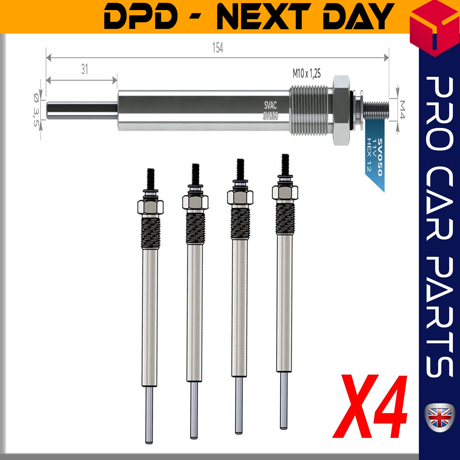4 X HYUNDAI H-1 2.5 CRD-i / KIA SPORTAGE-SORENTO 2.5 CRDI Glow Plug