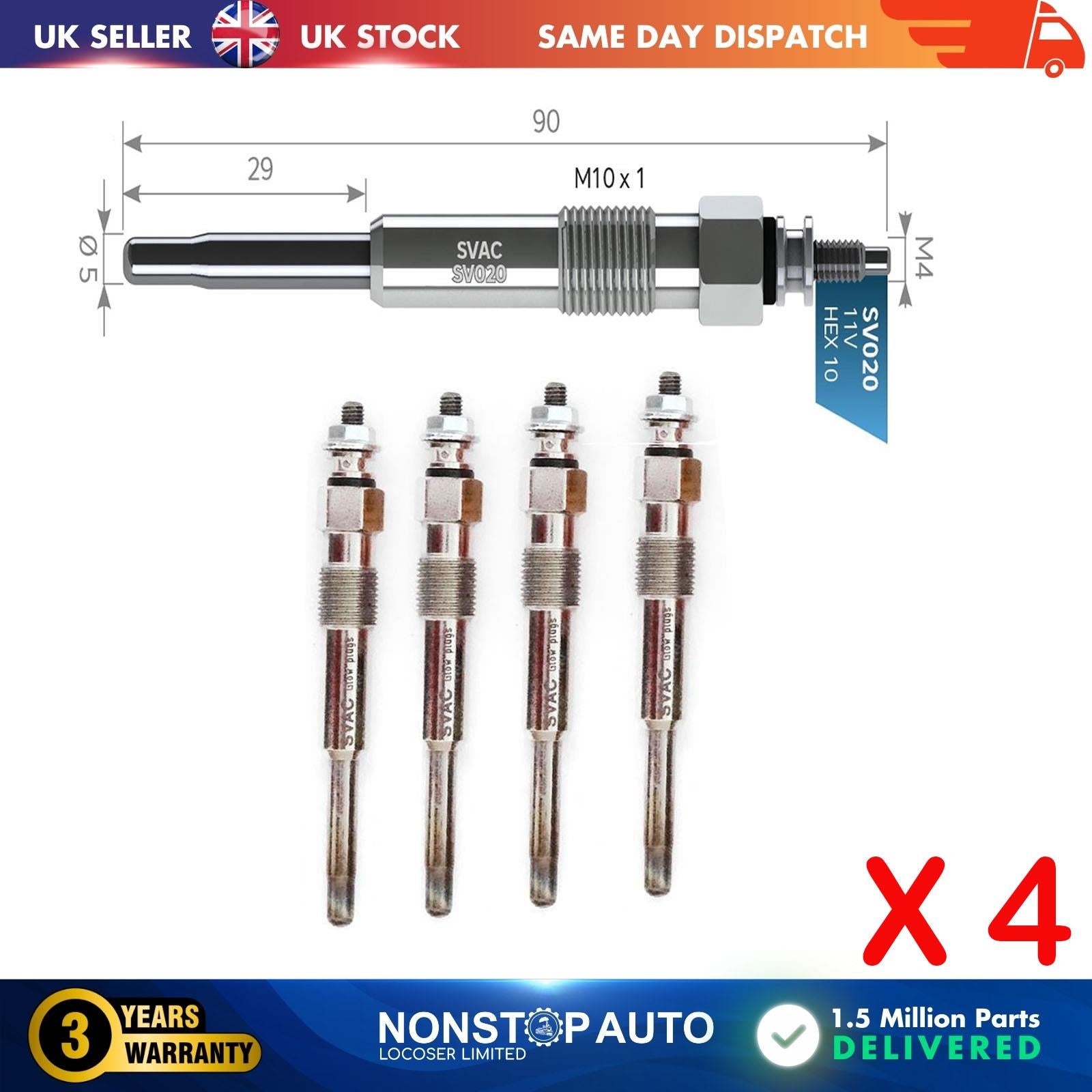 4X Glow Plugs For TATA Indica (40V2) 1.4 D SU00100351