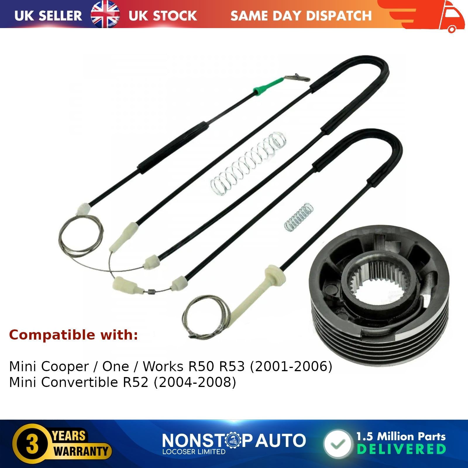 Window Regulator Repair Kit Front Right Fits Mini Cooper R50 R52 R53 51337039452