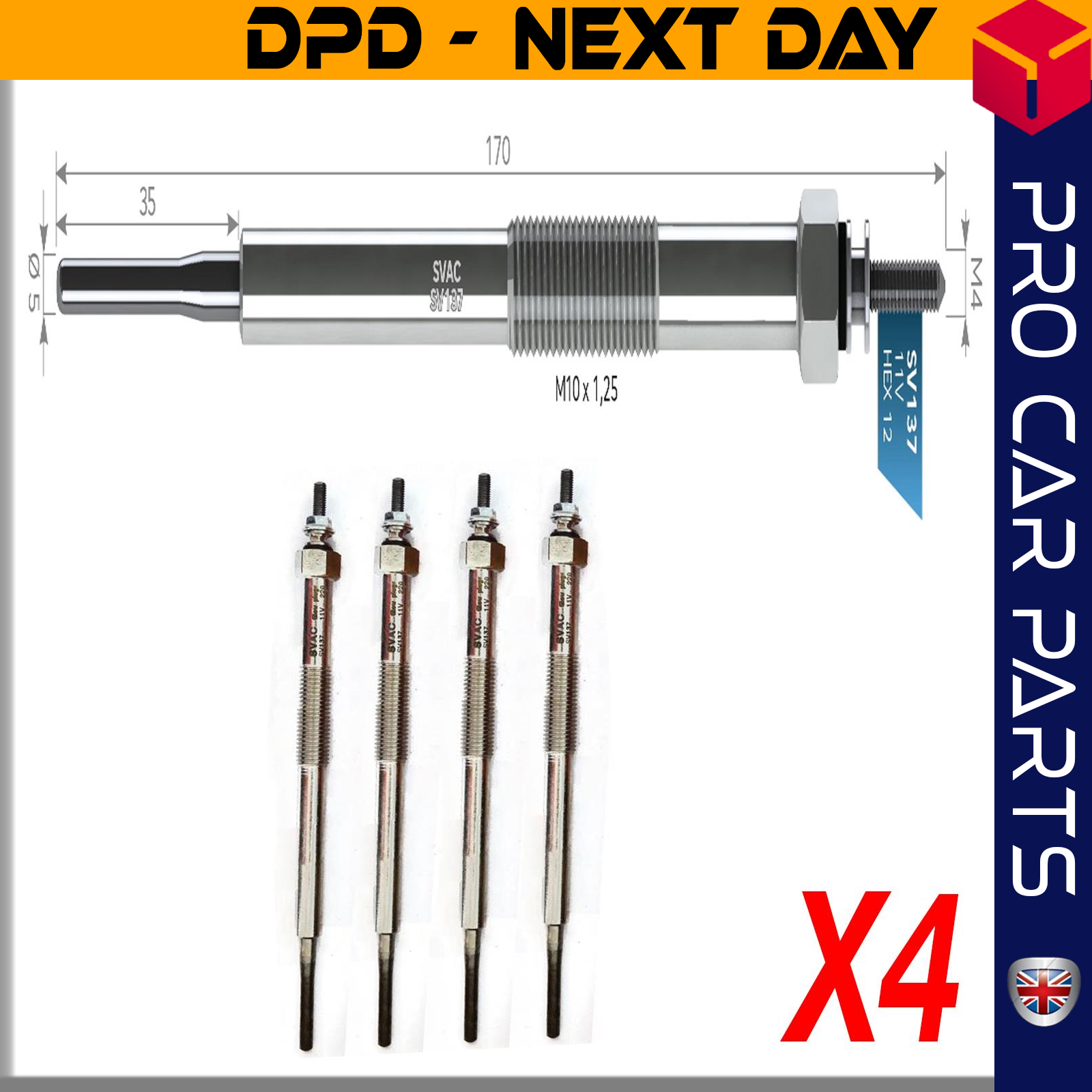 4 X MITSUBISHI CANTER 35-55-PAJERO DI-D /TD Glow Plug