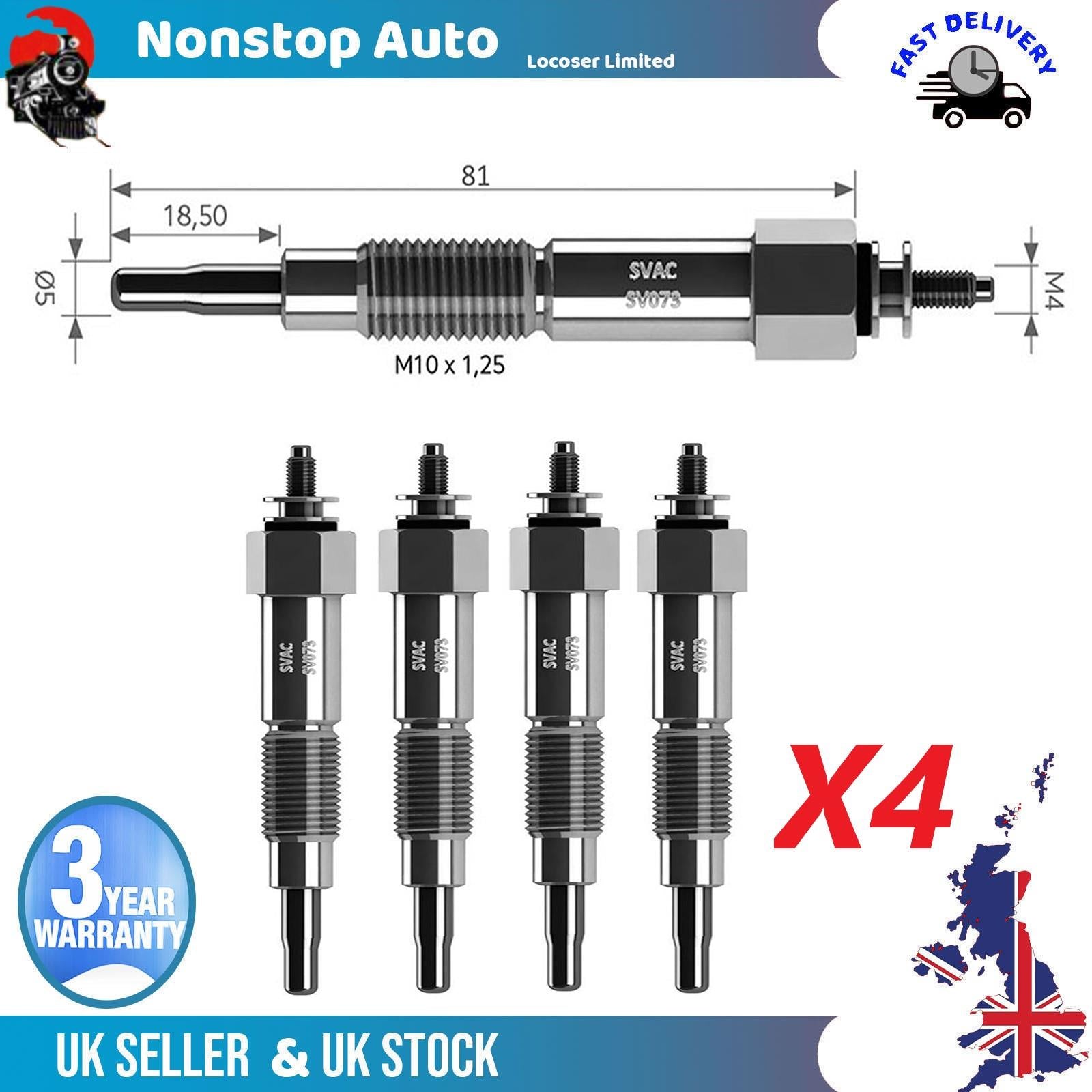 4X Glow Plugs For NISSAN Almera I Primera Serena Sunny III 2.0 D TD 110655C900