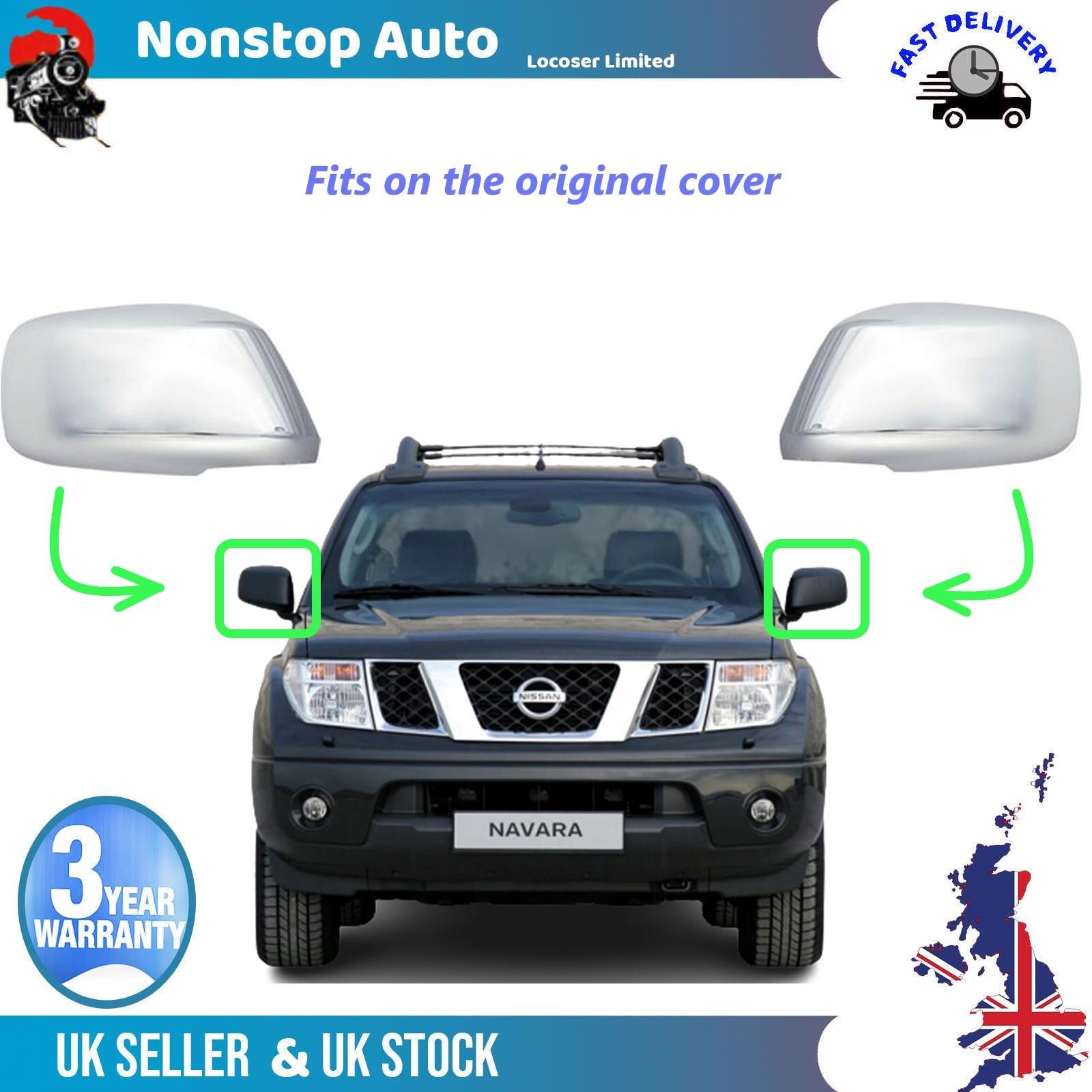 Wing Mirror Covers Caps Chrome Left And Right Side For NISSAN Navara 2006-2009