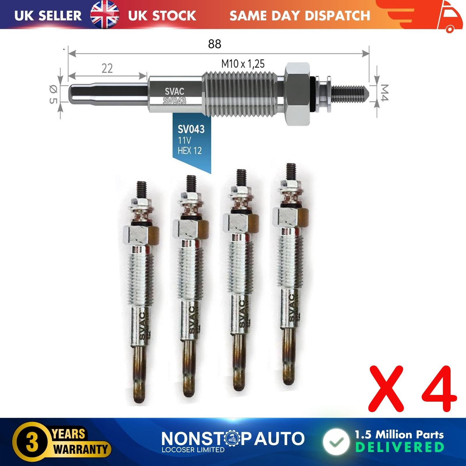 4X Glow Plugs For KIA Besta K2700 Pregio Retona Sportage 0K55118150