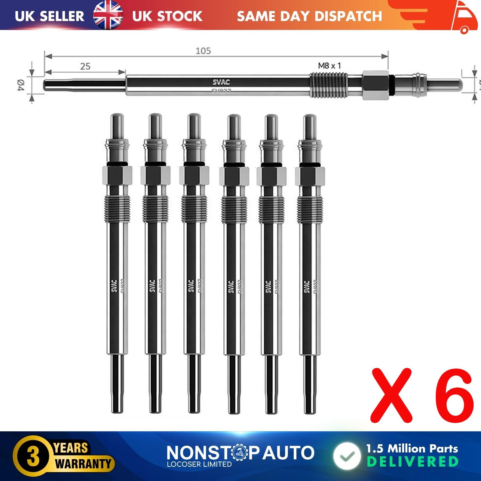 6X Glow Plugs For JAGUAR S-Type II XF I XJ 2.7 D 02JD61604