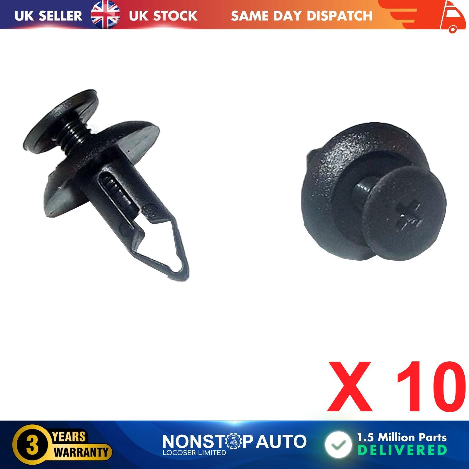 10 X FOR G.M. CHEVROLET TOYOTA MITSUBISHI SUBARU Fender Liner Trim Panel Screw