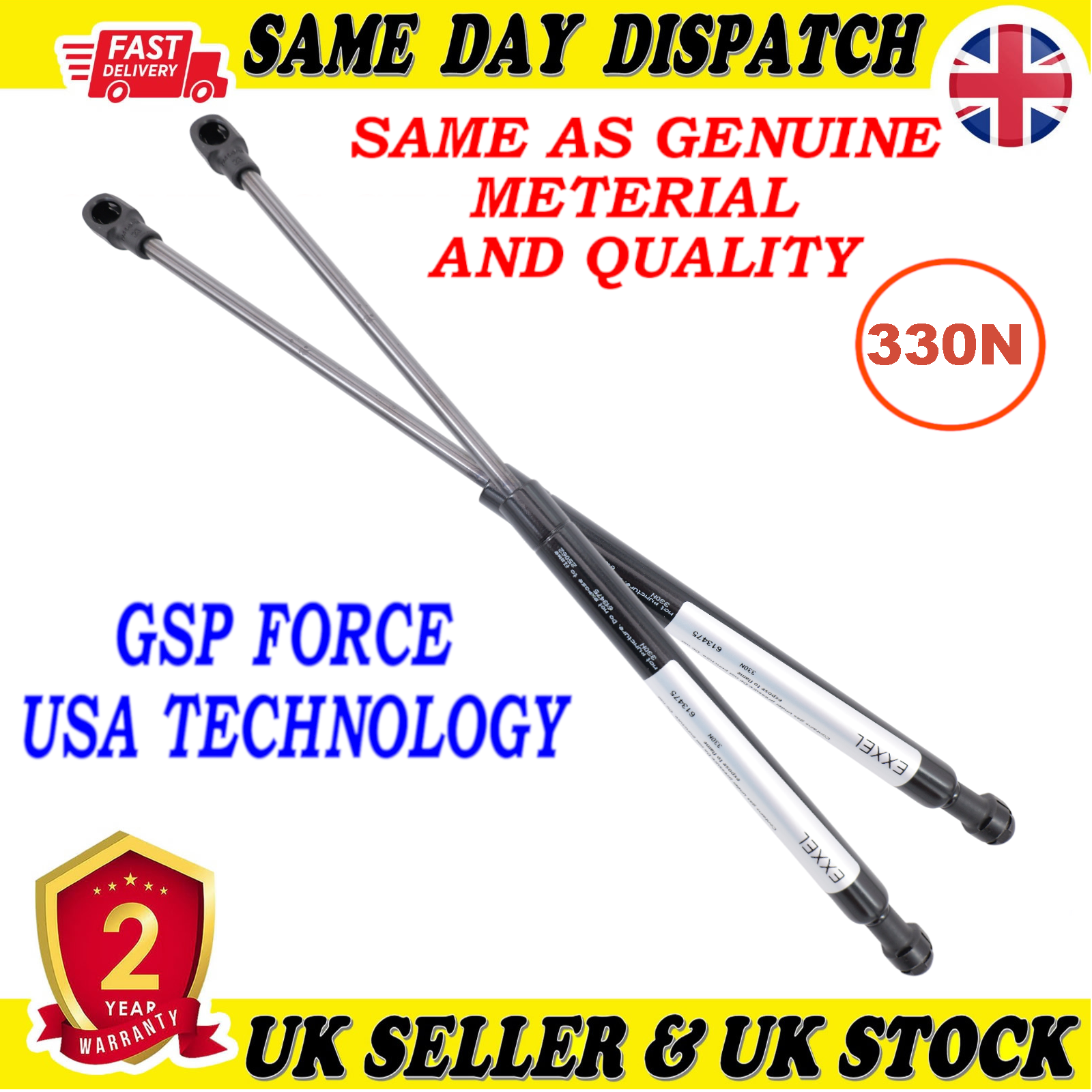 2X TAILGATE BOOT GAS STRUTS 330 Newton FOR BMW 3 E90 E91 E92 E93 51237060550