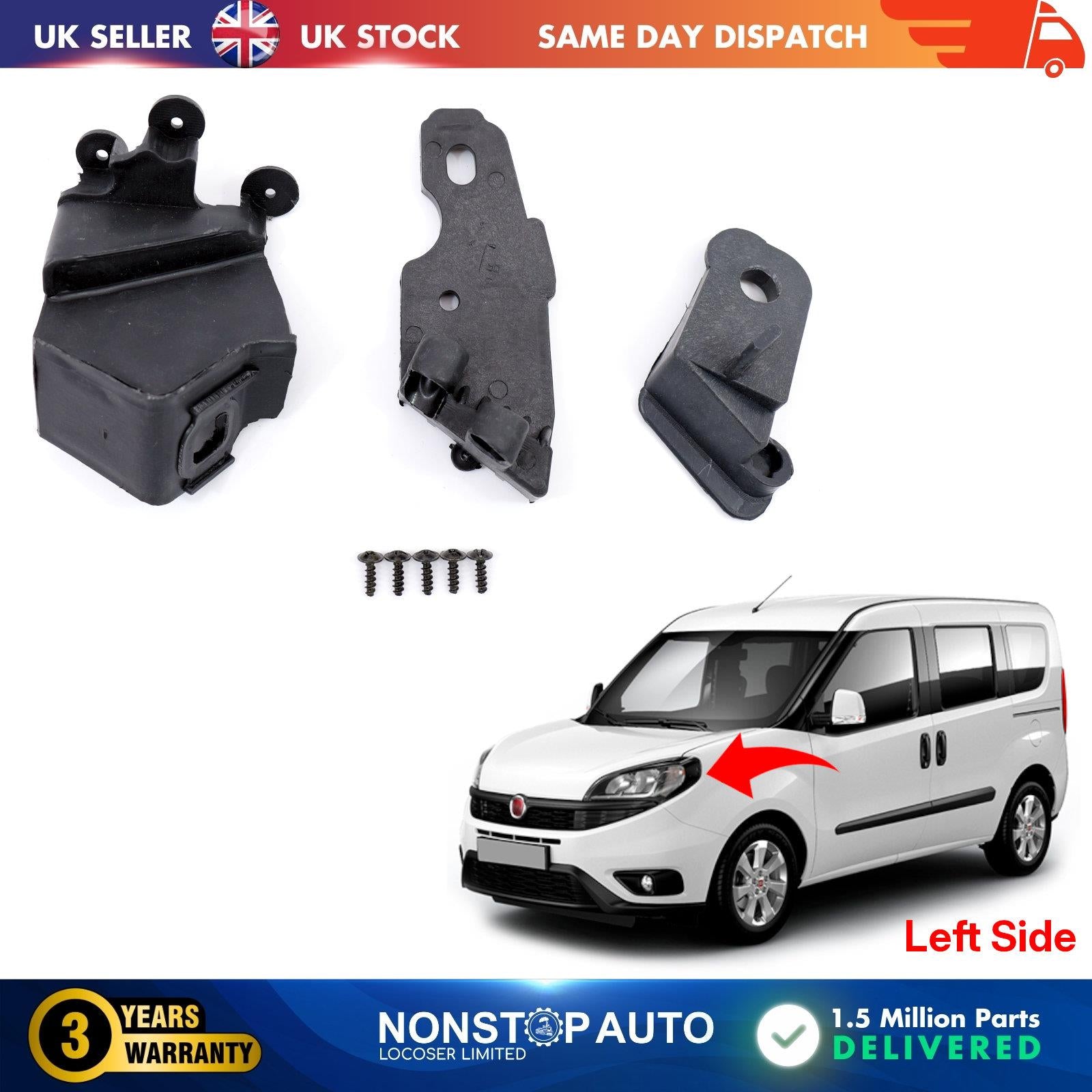 Headlight Repair Kit Bracket Mount Clips Left For FIAT Doblo 51974244