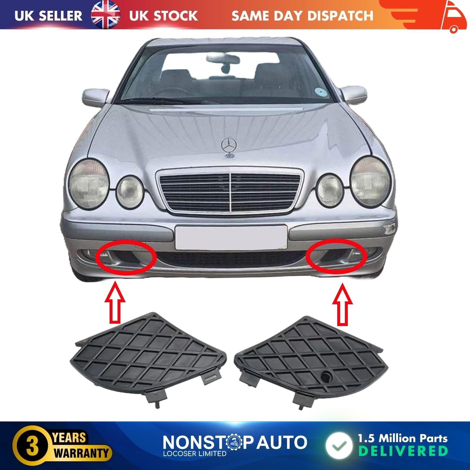 2X Front Bumper Fog Light Grill Cover Left and Right For MERCEDES W210