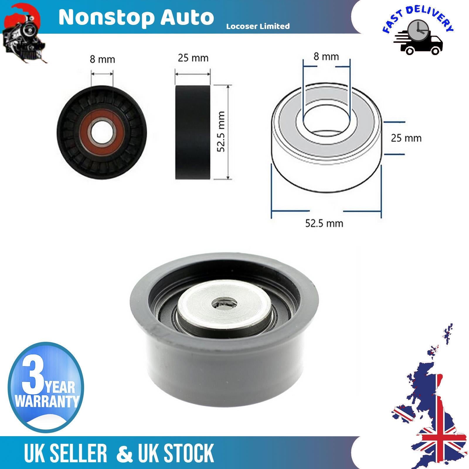 Timing Belt Tensioner Pulley - V - Ribbed Belt Idler For CHEVROLET Tigra 1.6