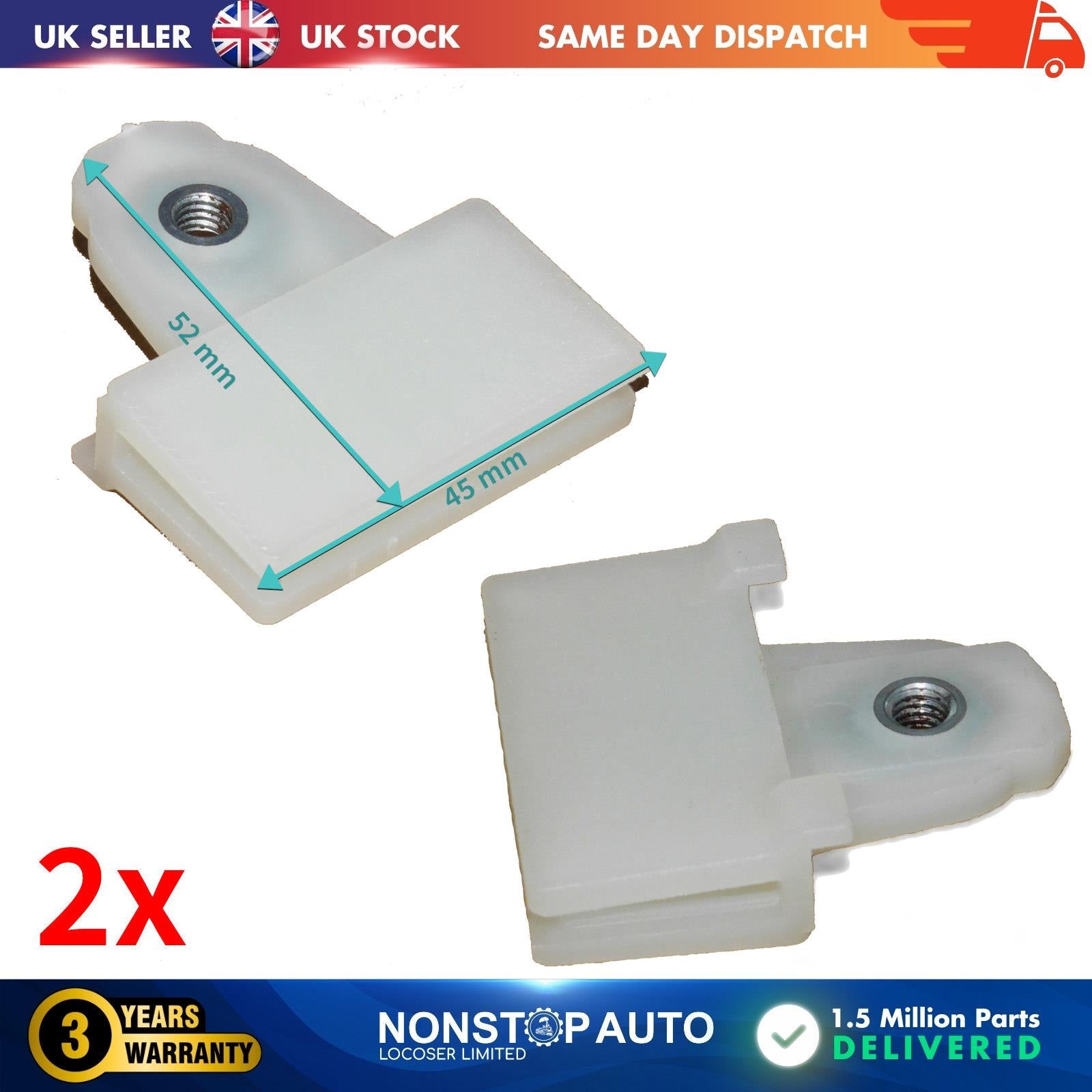 2x Door Glass Track Retainer Clip For Oldsmobile Alero 1999 - 2004 (S6303)