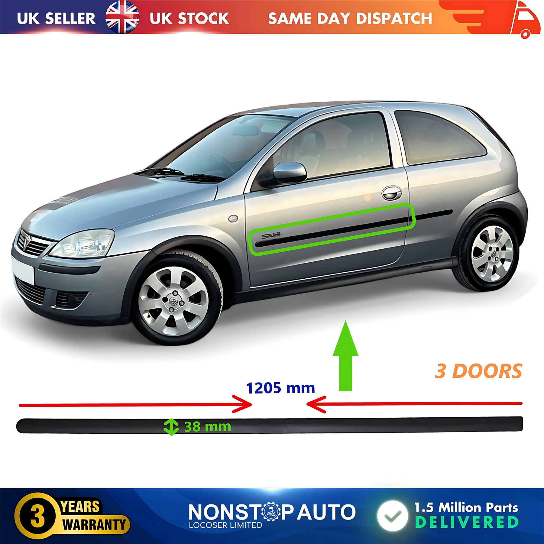 Door Moulding Trim Panel Front Left For VAUXHALL Corsa C 2001-2006 5171545