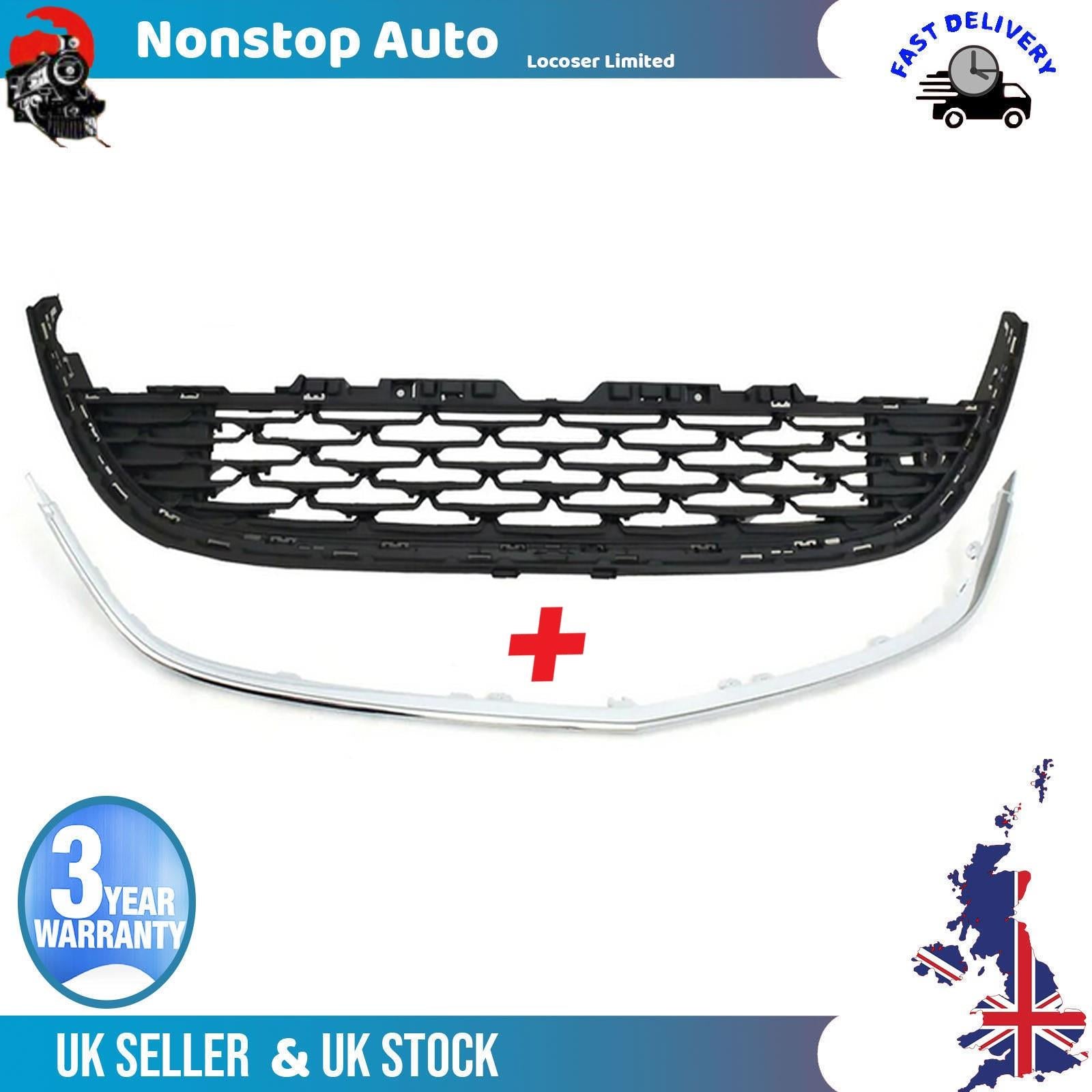 front bumper Center + Lower Grille Chrome For VAUXHALL Astra J 1322022 1320211