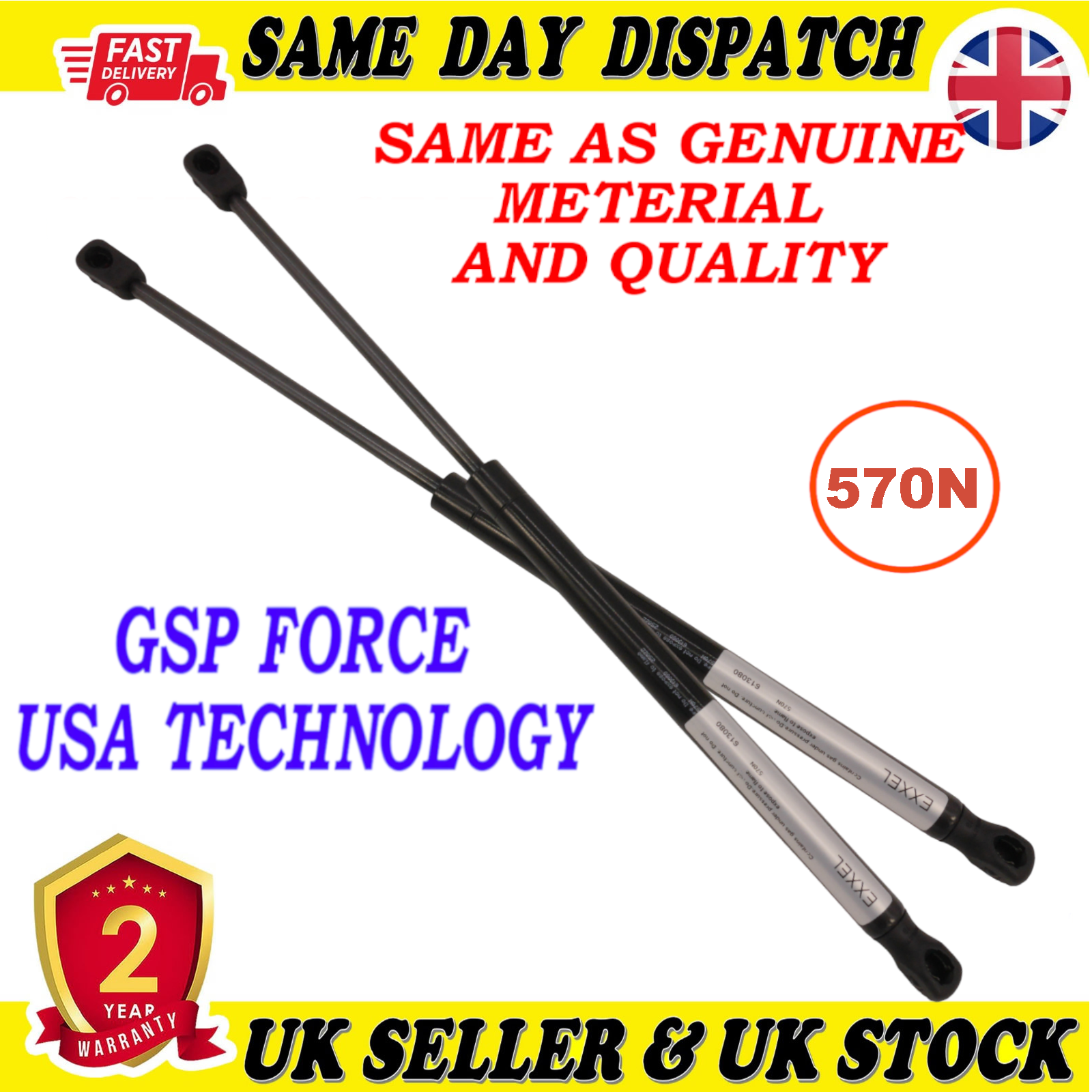 2X TAILGATE BOOT GAS STRUTS 570 Newton FOR KIA SPORTAGE III  817703W000