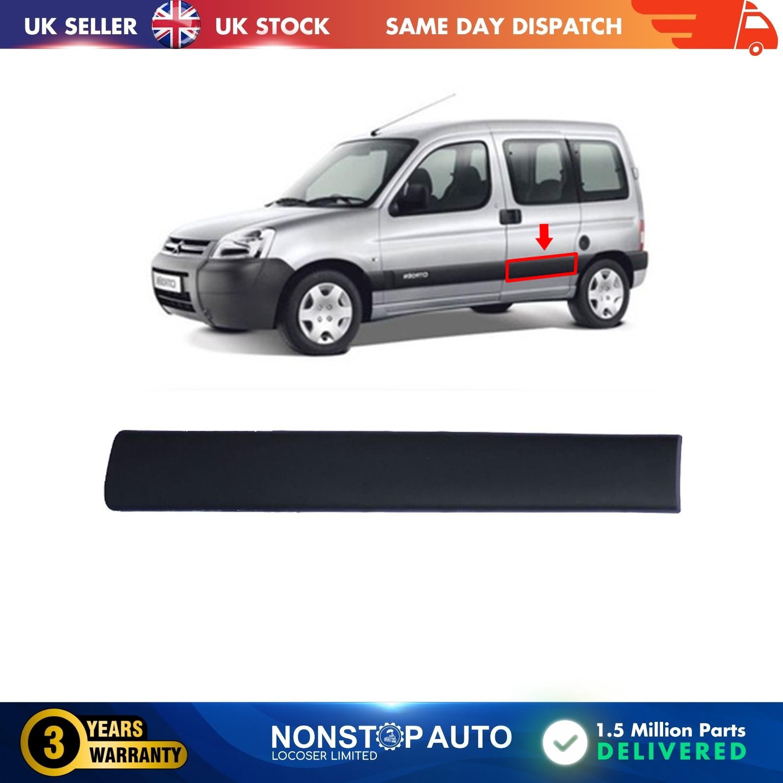Door Panel trim moulding strap / Rear Left FOR Citroen Berlingo Peugeot Partner
