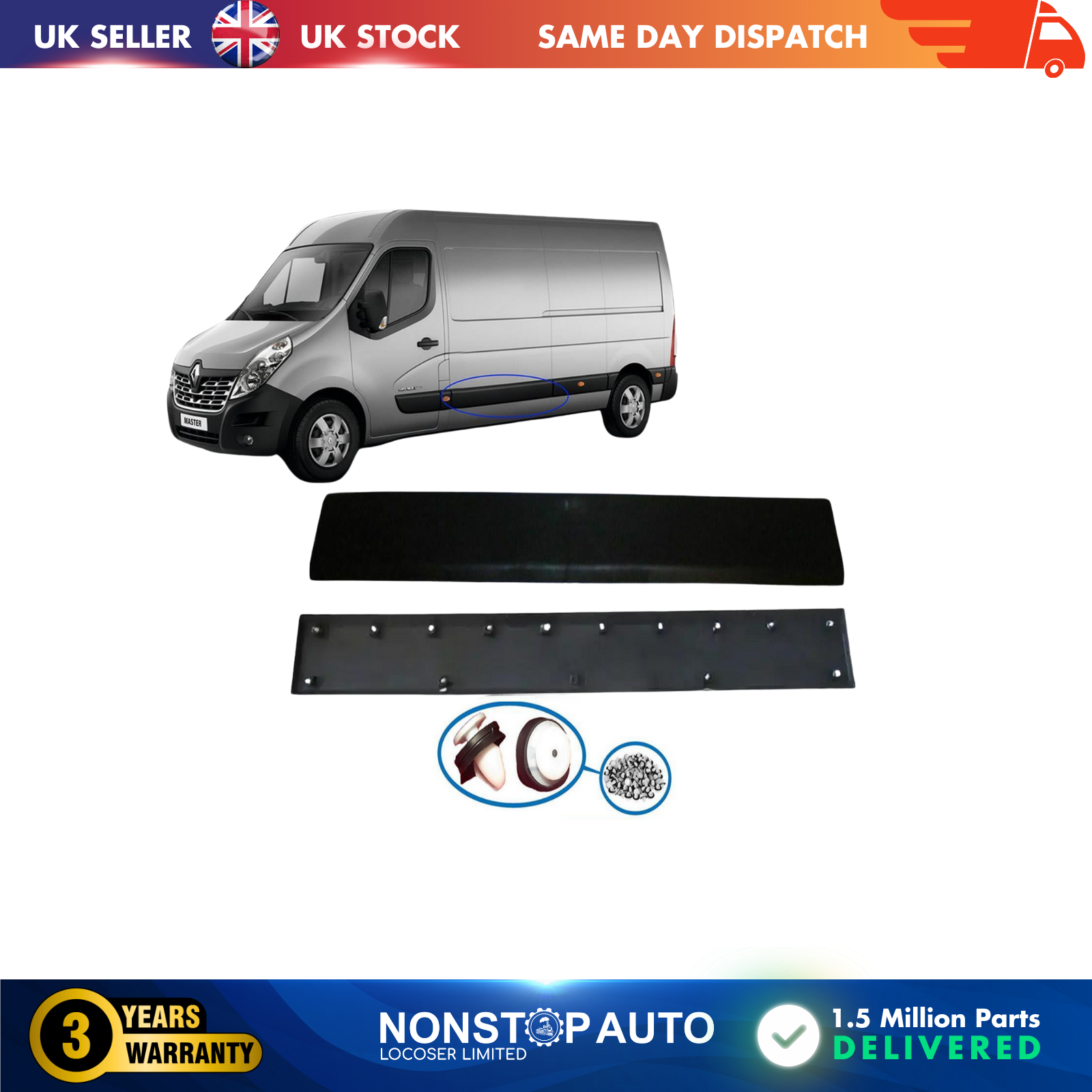 DOOR MOULDING STRIP CENTER LEFT SIDE FITS VAUXHALL Movano 828200148R