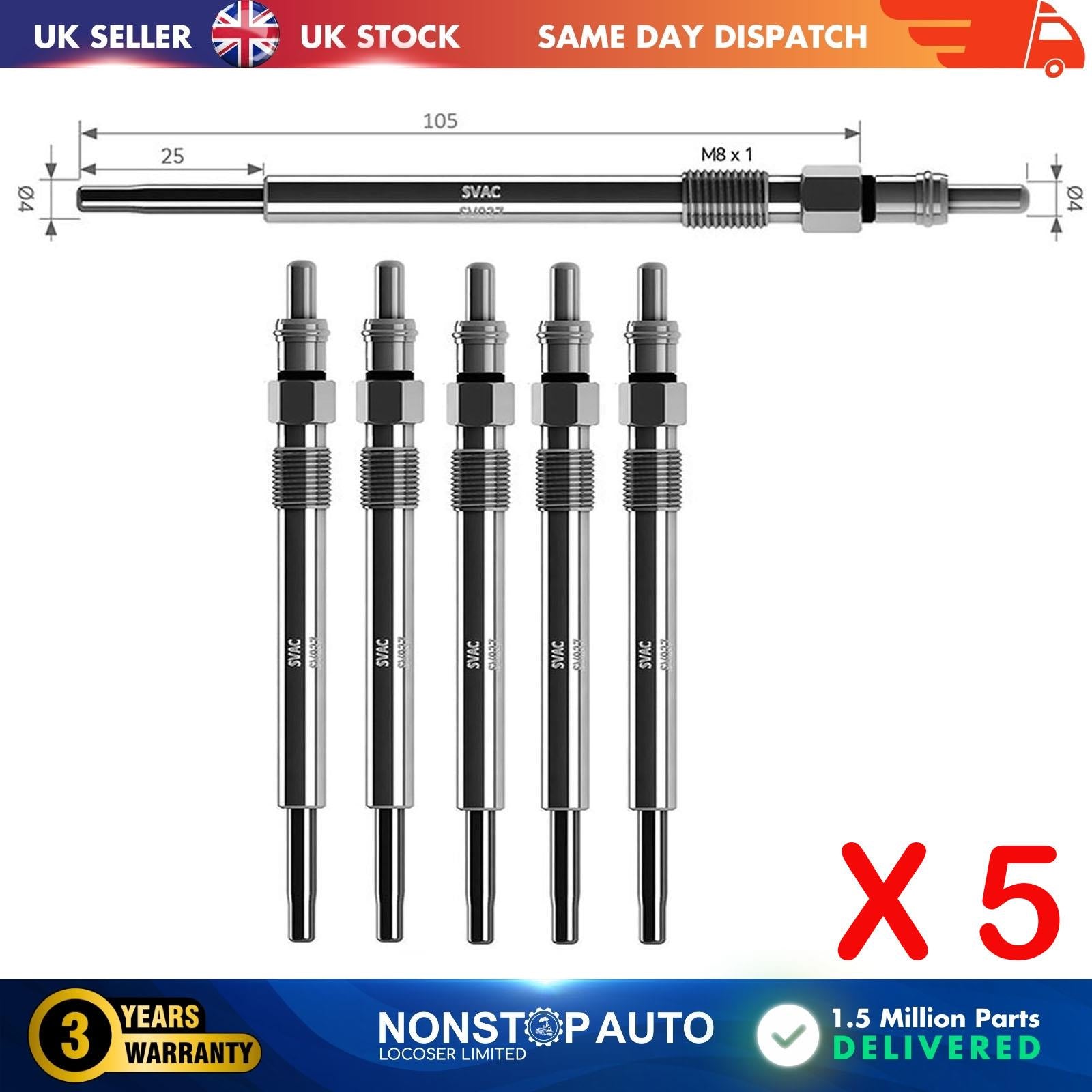 5X Glow Plugs For CITROEN C5 III 2.7 HDi 5960F8