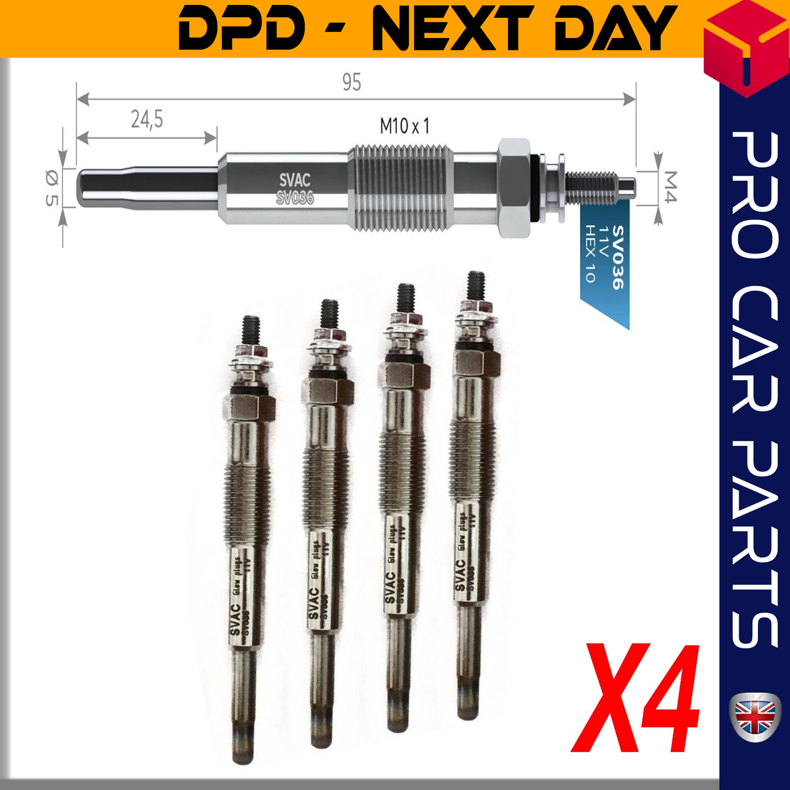 4 X DACIA SOLENZA 1.9 D / RENAULT CLIO-MEGANE TRAFIC-KANGOO 1.9 D Glow Plug