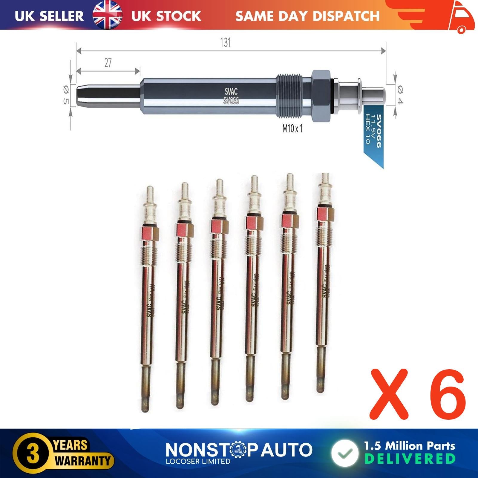 6X Glow Plugs For JEEP Grand Cherokee II 2.7 CRD 05080047AA