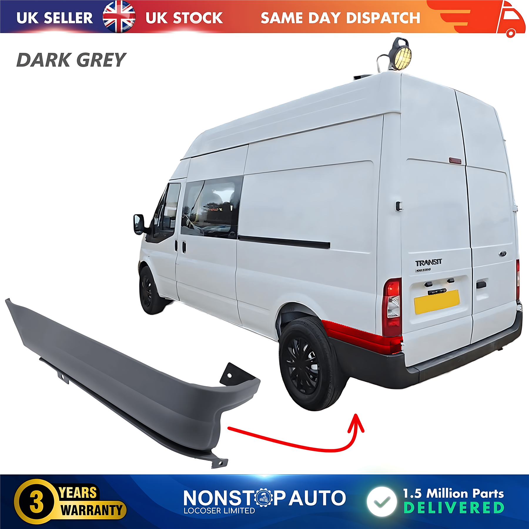 Rear Bumper Corner Upper End Left For FORD Transit MK6 MK7 2000-2014 YC1529397