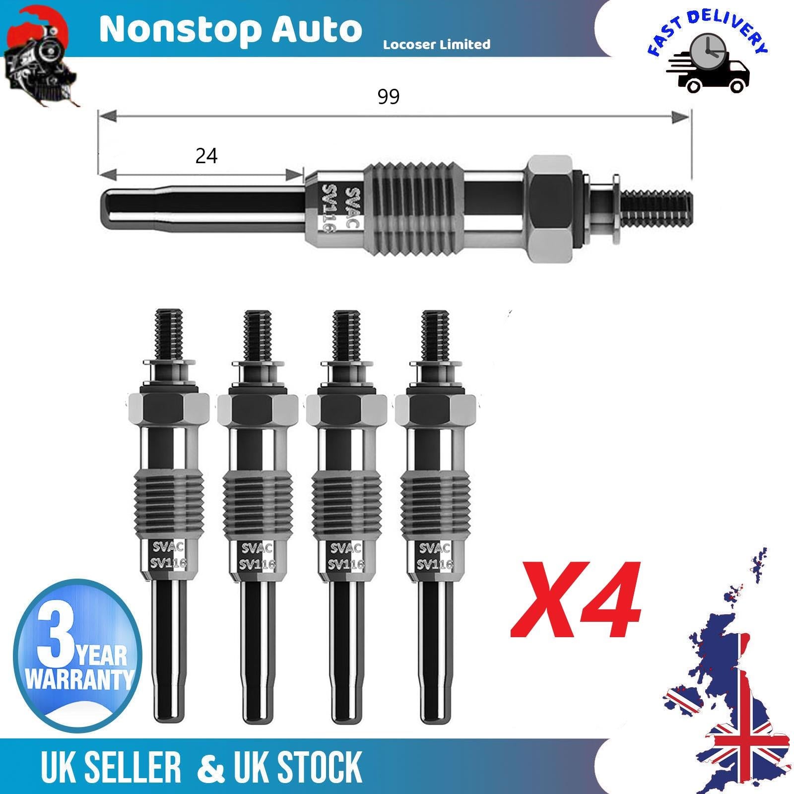 4X Glow Plugs For DACIA Pick Up Solenza 1.9 D 7700100635