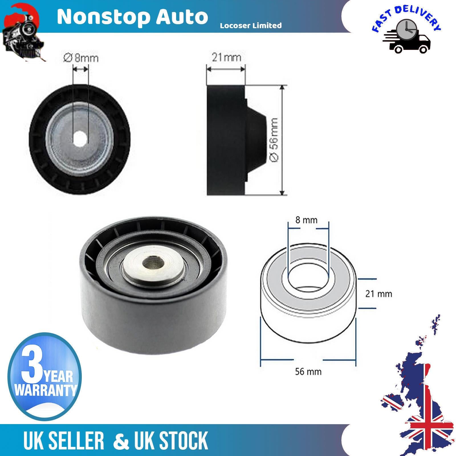 Fan Belt Tensioner Pulley - V - Ribbed Belt Idler For RENAULT  Twingo I
