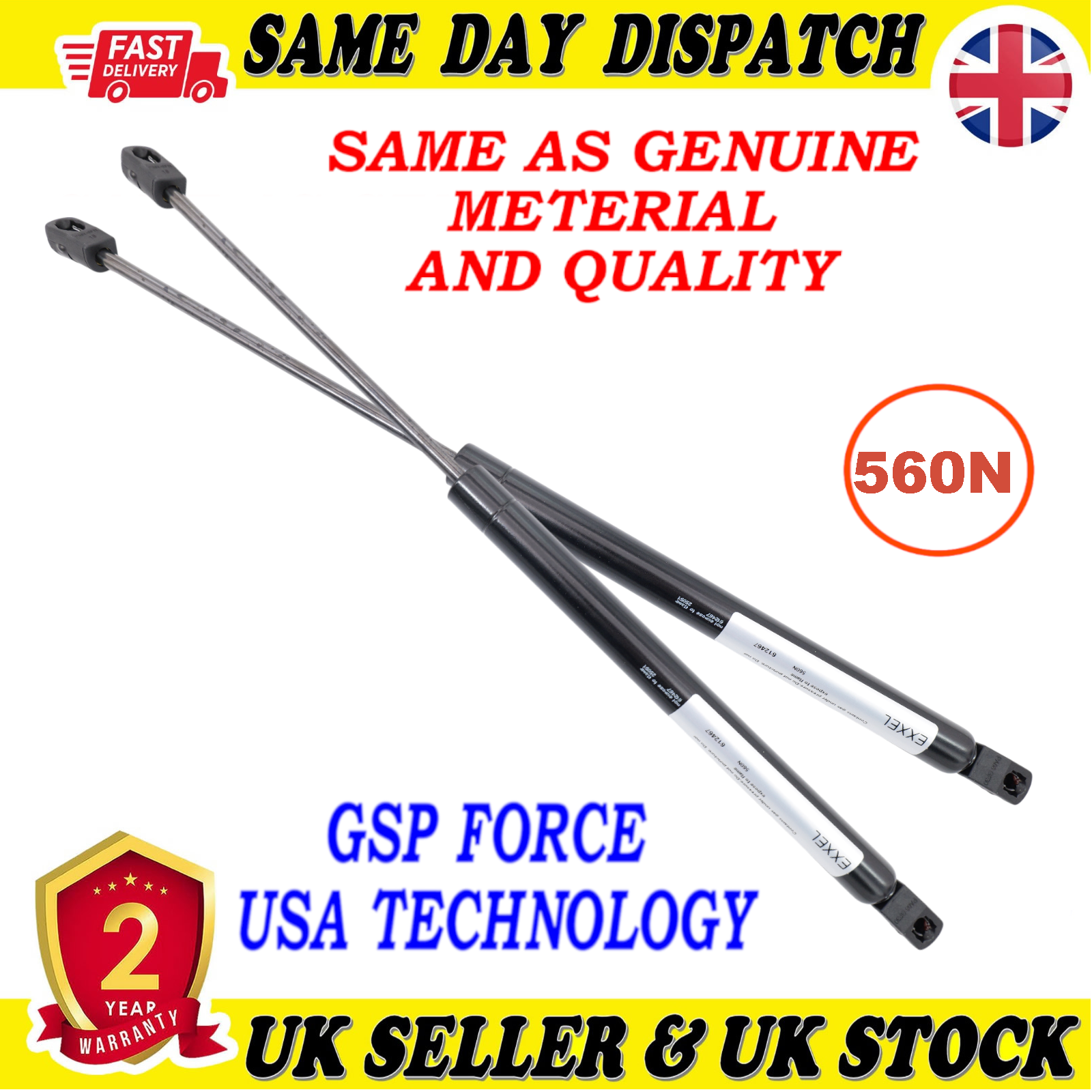 2X TAILGATE BOOT GAS STRUTS 560 Newton FOR AUDI Q7 4L0827552F