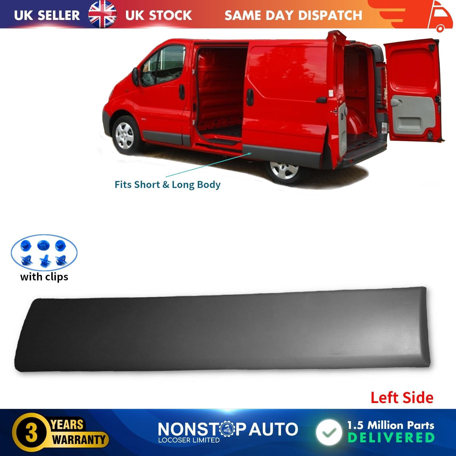 DOOR MOULDING LONG CENTRE PANEL LEFT FOR NISSAN Primastar 8200036093