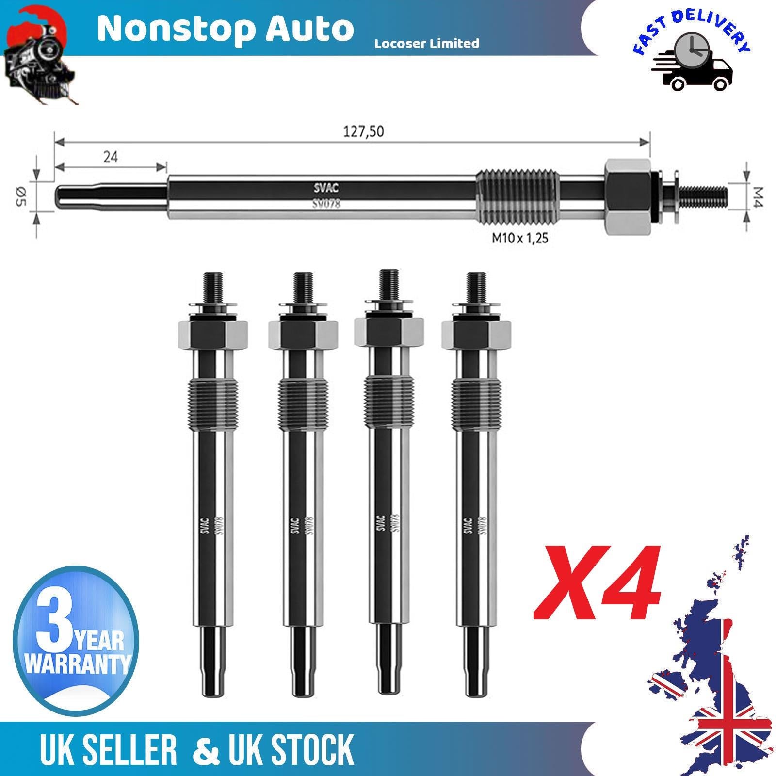 4X Glow Plugs For ISUZU Trooper III 3.0 DTI 93186025