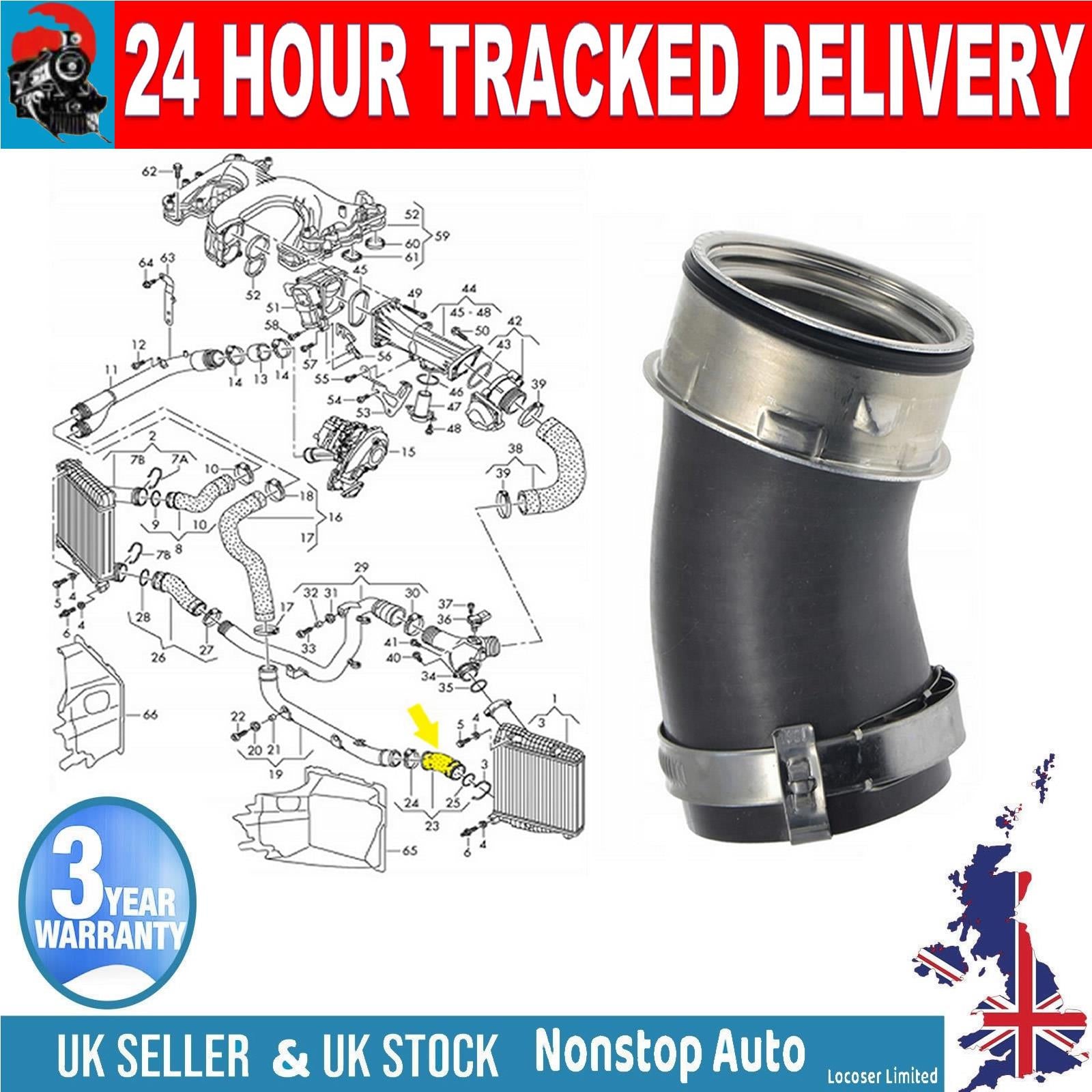 TURBO INTERCOOLER HOSE PIPE FOR  AUDI Q7 VW TOUAREG 3.0 TDI  7L6145943B