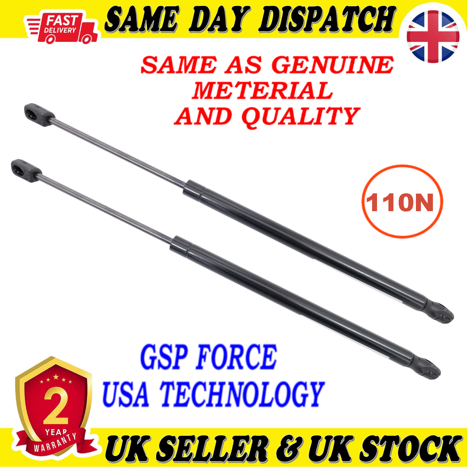 2X TAILGATE BOOT GAS STRUTS 110Newton FOR VW JETTA IV 5C6827550