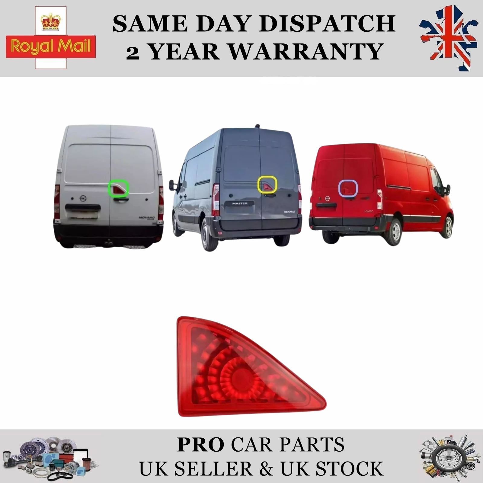 Rear Red Central Brake Light Lamp Fits Vauxhall Movano B 150283012 265900021R