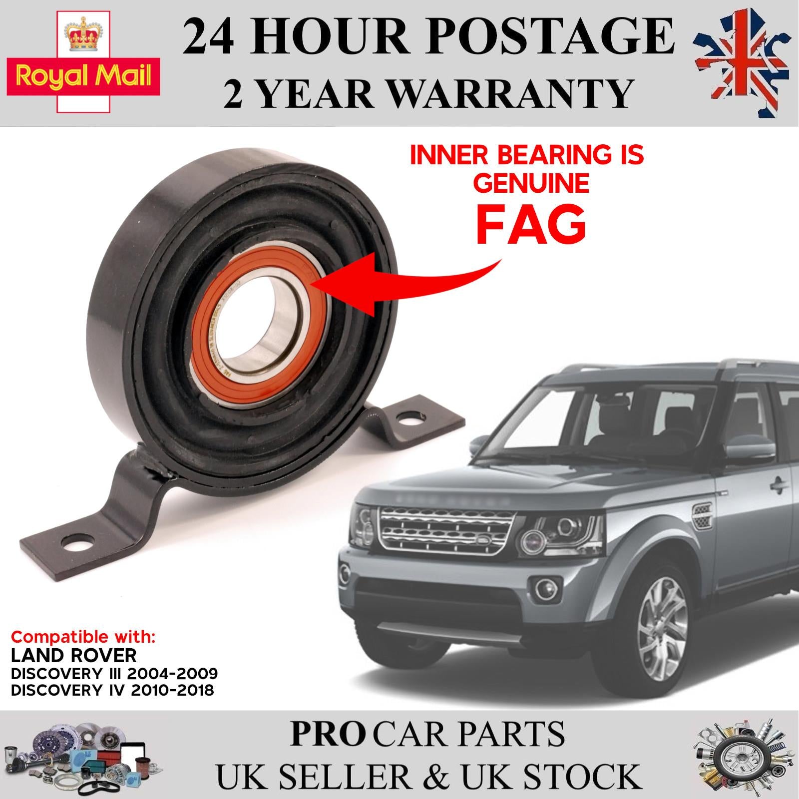 Rear Propshaft Support Bearing 30 mm Fits LAND ROVER Discovery III IV TVB500360