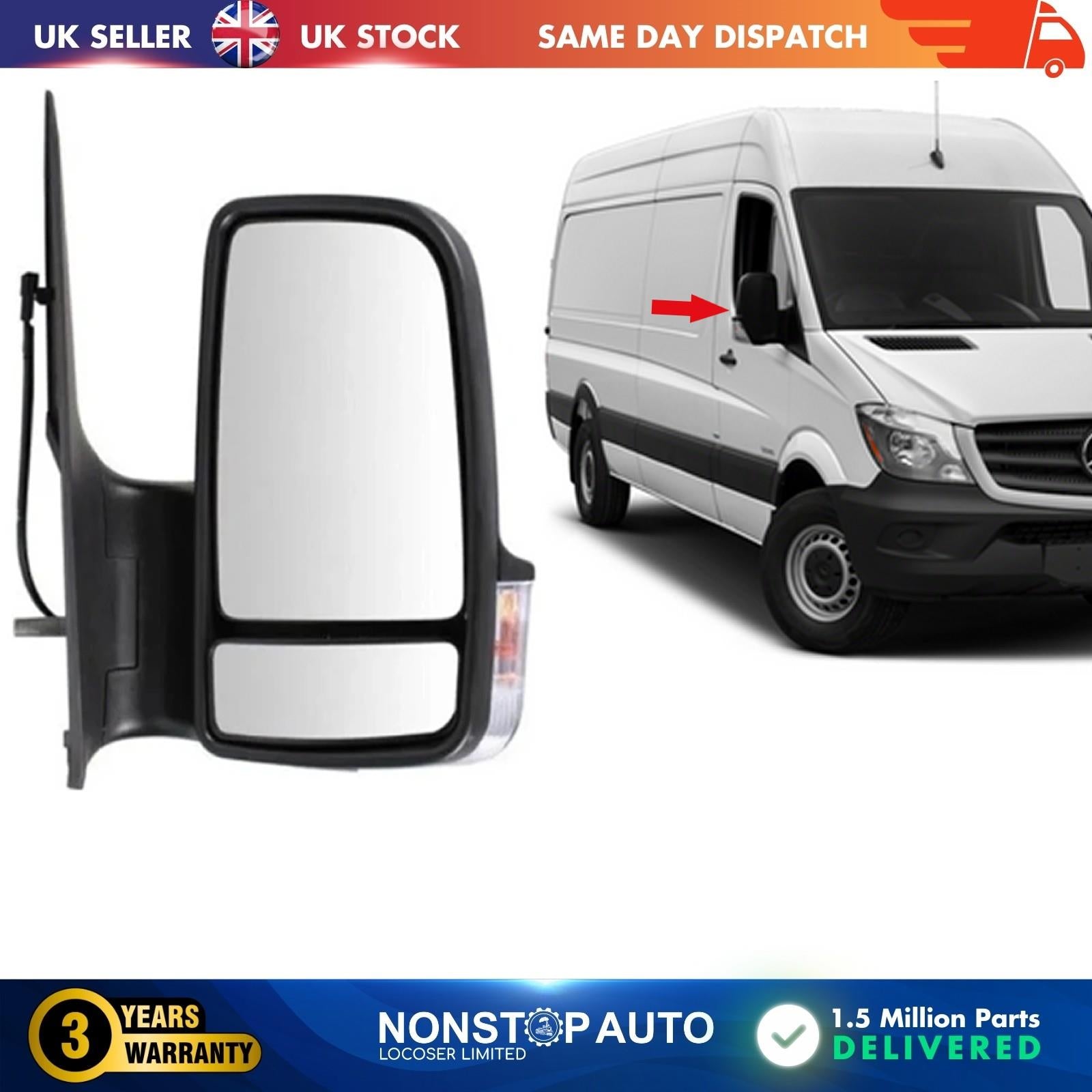 WING MIRROR RIGHT ELECTRIC FOR  MERCEDES SPRINTER 3-T 3,5-T 906 2E1857502F