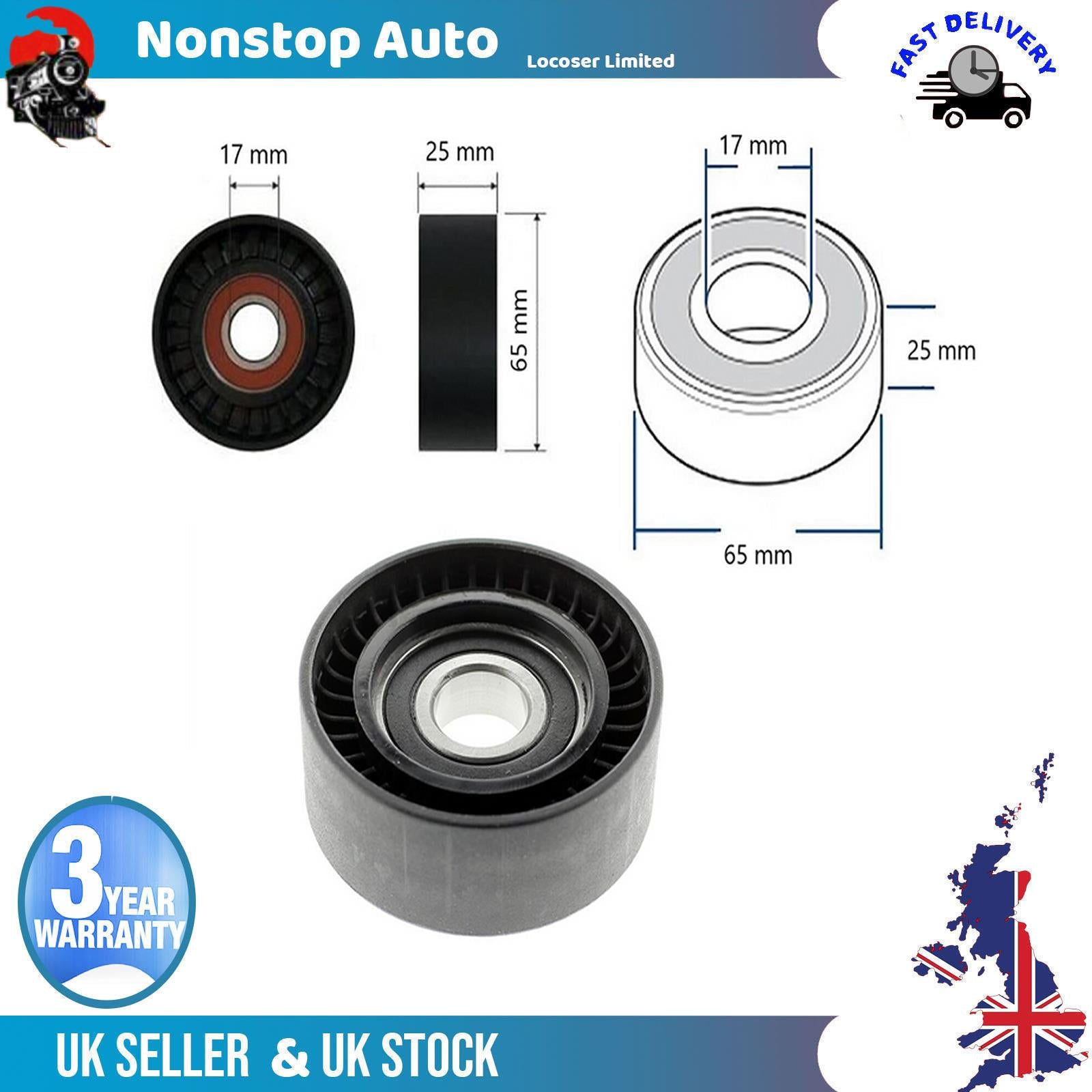Fan Belt Tensioner Pulley -V- Ribbed Belt Idler  For CITROEN  Evasion 575161