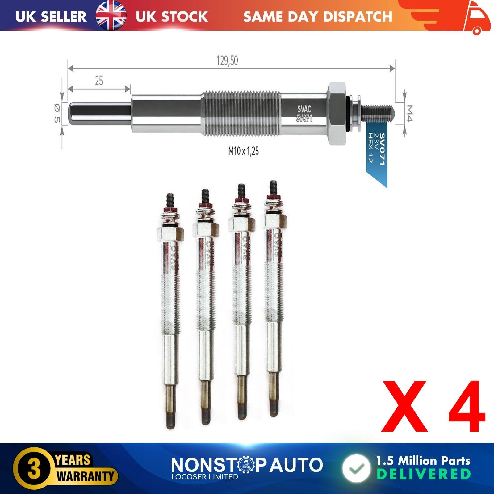 6X Glow Plugs For TALBOT Simca 1301 1.3 Spezial ME007649