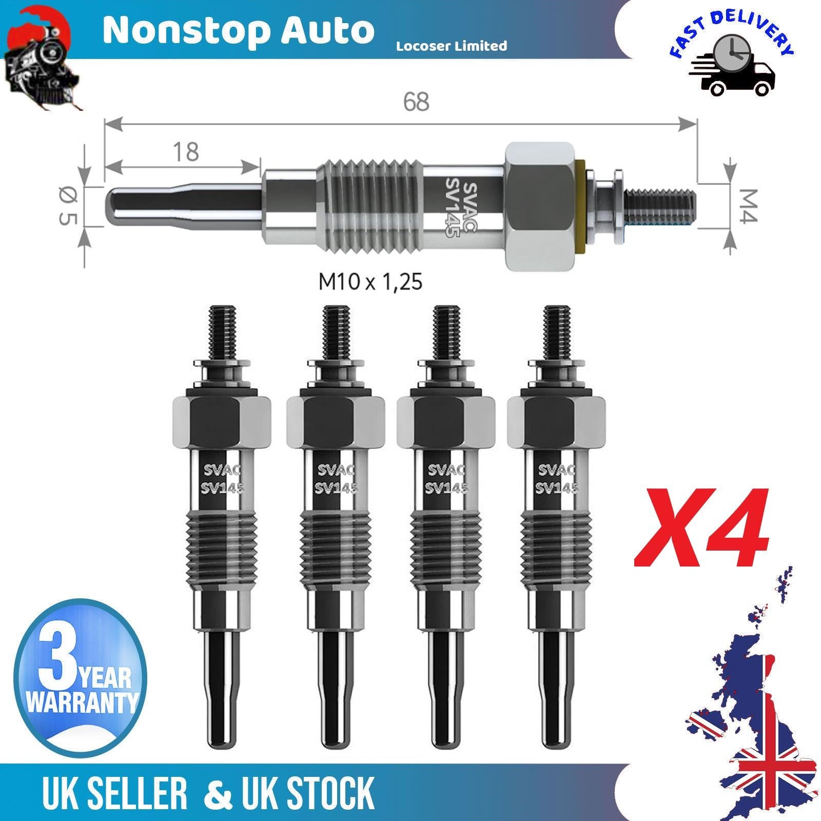 4X Glow Plugs For NISSAN Patrol III 3.3 D Pick Up 2.5 D 4WD 1106510G00